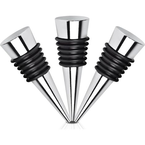 Bouchon pour Bouteille de Vin, Paquet de 3 Bouchon Vin Réutilisable en Métal, pour La Collection de Vin Rouge Champagne Bière Sceau (Argent)