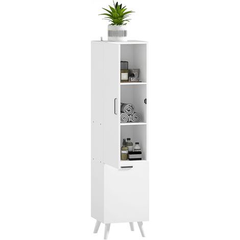 Meuble colonne de salle de bain meuble de rangement avec placards à porte, 35 x 31,5 x 144 cm, blanc (1/5)