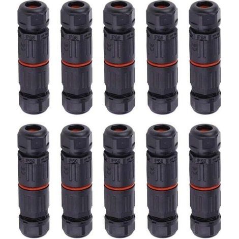 [JAMAIS UTILISÉ] 10 PCS IP68 Etanche Connecteur de Câble Electrique, Femelle 3 Broches Connecteurs Etanches Prise de Courant Extérieure Raccord de Connecteur Fil Etanche.. (1/4)