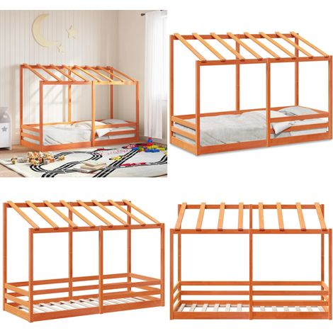 Kinderbett mit Dach Wachsbraun 75x190 cm Massivholz Kiefer - Kinderbett - Holzbett - Kiefernholzbett - Jugendzimmer - Kinderzimmereinrichtung - Home & Living (1/5)