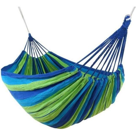 Hamac - Toile à Voile - 200 x 150 cm - Charge Max 200 kg - Pour 2 Personnes - Idéal Camping Patio Extérieur - Bleu (1/4)