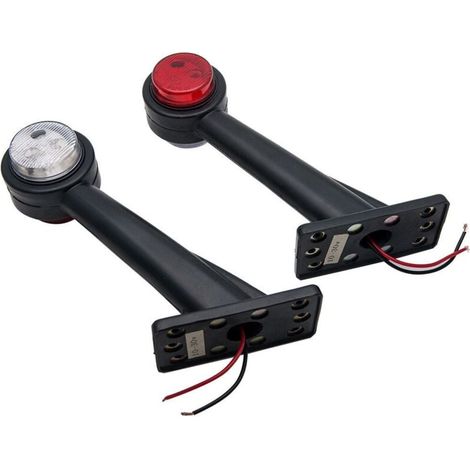 2er-Set, weiße und rote LED-Seitenmarkierungsleuchten, Positionsanzeigeleuchten, 12 V – 30 V, für LKW, Anhänger, Wohnwagen (1/4)