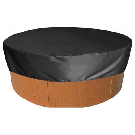 QORVA-Housse de protection ronde pour jacuzzi (noire, 200 x 30 cm), tissu Oxford imperméable 190T argenté, protection UV et coupe-vent pour jacuzzi et piscine
