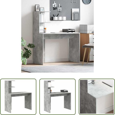 Bureau gris béton -  Bureau Gris béton 102 x 50 x 124 cm Bois d'ingénierie (1/5)