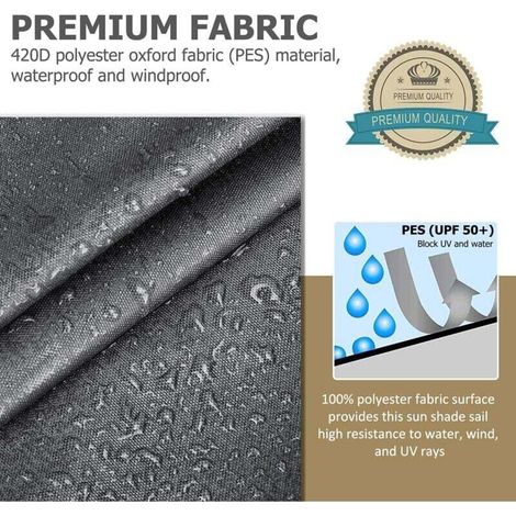 Voile d'ombrage rectangulaire Ulisem, durable et respirant, pour jardin, terrasse, camping, fêtes, piscine, résistant aux UV, avec corde (2 x 3 m, gris) (1/4)