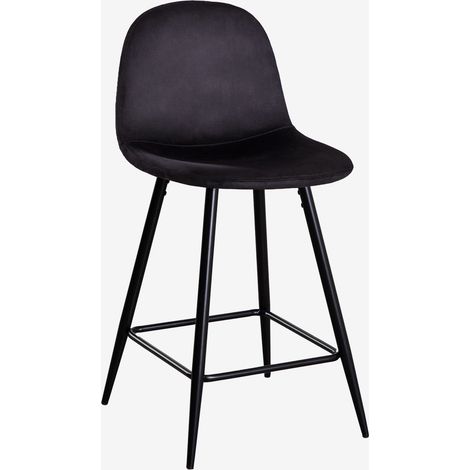 Pack de 2 tabourets hauts en velours Glamm SKLUM ↑65 cm Noir Noir (1/5)