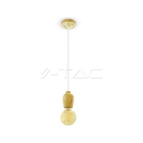 Lampada a sospensione vintage con paralume in legno, sala da pranzo, cucina, lampada a pendolo V-Tac 3720 (1/5)