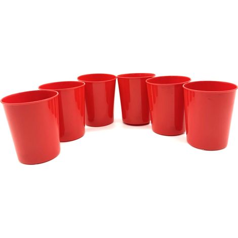 Lot de 6 gobelets empilables en plastique de 180 ml, rouges