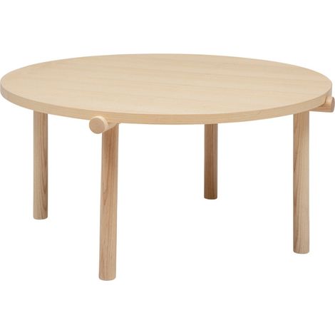 Table basse ronde en bois MDF coloris naturel - diamètre 82 x Hauteur 40 cm (1/3)