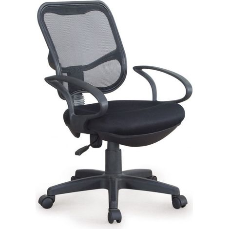 Sedia girevole da ufficio in tessuto grigio scuro con altezza regolabile e con braccioli