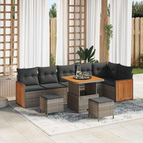 Set Divano da Giardino 11 pz 7-Numero di posti Grigio vidaXL (1/5)