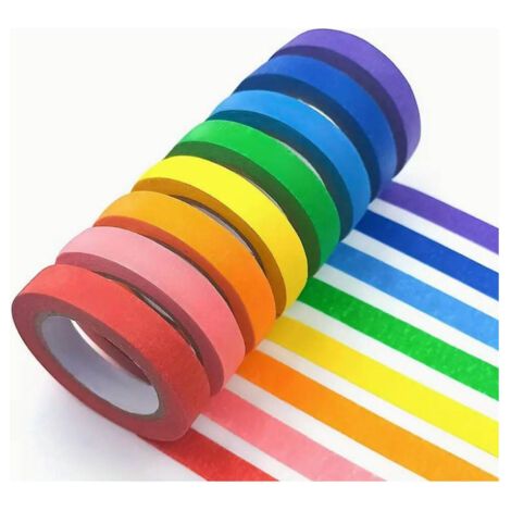 Set 6 Rotoli Nastro Carta Gommata Colorata 19mmx15mt Adesivo Protezioni Pittura (1/3)