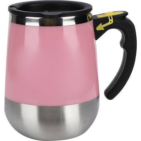 Tasse magnétique électrique rechargeable USB en acier inoxydable, 400 ml, rose, idéale pour mélanger l'eau, le lait et le café. (1/5)