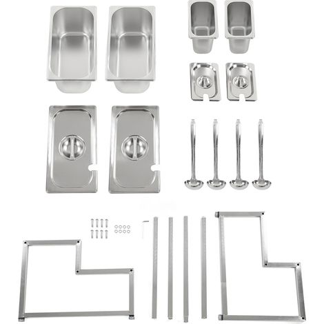 Support à épices double couche en acier inoxydable rétractable, boîte de rangement pour condiments et confitures, pour cuisine, 2 bacs 1/3 et 2 bacs 1/9 (1/5)