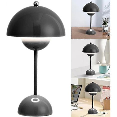 Lampe de table champignon style nordique, lampe macaron rechargeable, style vintage, tactile, à intensité variable, 3 couleurs LED, décoration chambre, bureau, lampe de chevet. Couleur : vert. (1/4)