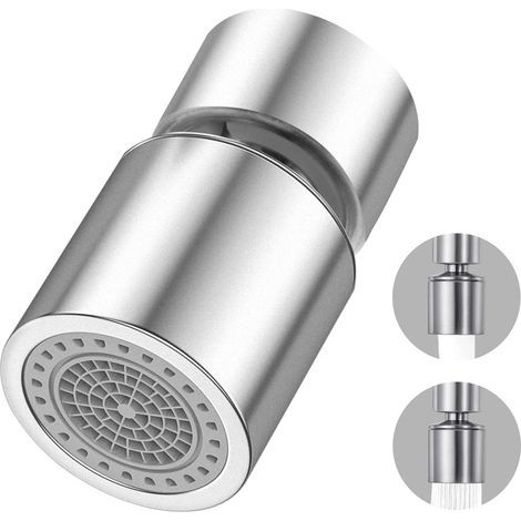 Wasserhahn-Luftsprudler, 360° drehbarer Luftsprudlerfilter, 2 Strahlarten, Spritzschutz und Entkalkungszubehör, geeignet für Bad- und Küchenspülen, wassersparendes Modell - FM22 (1/5)
