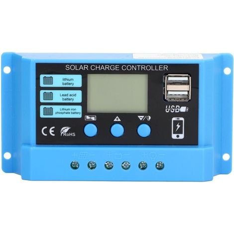 Accessoire Contrôleur de Charge Photovoltaïque PWM 20A avec Double Sortie USB