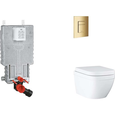 Grohe Uniset - Set bâti-support, cuvette, abattant SoftClose, plaque de déclenchement Skate Cosmopolitan, Triple Vortex, Cool Sunrise SANI15BB4107 (1/5)