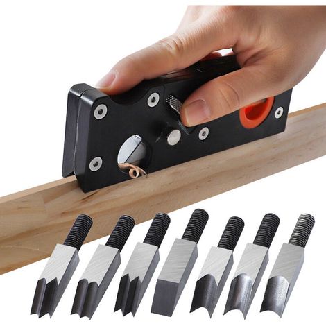 Professioneller Holzbearbeitungs-Fasenhobel, Handhobelmaschine mit mehreren Winkeln und einstellbarer Tiefe, 7 Arten von Messerköpfen (1/4)
