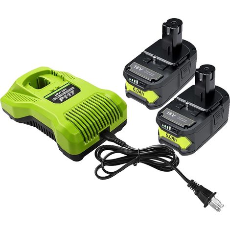 Batterie, capacité 6Ah, lithium-ion, compatible avec Ryobi, 2 batterie 1 chargeur (1/2)