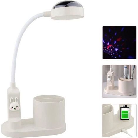 Kinderschreibtischlampe, Schreibtischlampe mit Stifthalter, automatische Farbwechsel-Nachttischlampe, dimmbare, wiederaufladbare LED-Leselampe für Kinder (Weiß) (1/5)