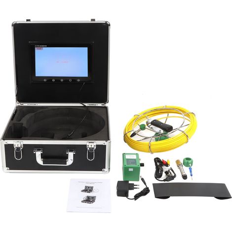 Caméra d'inspection tuyau 10 pouces écran LCD 6 LED câble 20 m système vidéo canalisation EU 220V (1/5)