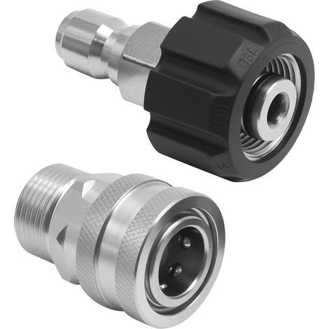 Connect Adaptateur femelle M22 sur 3/8" en acier inoxydable filetage intérieur, adaptateur haute pression en laiton pour machines de nettoyage, raccord rapide pour tuyau haute pression et (1/5)