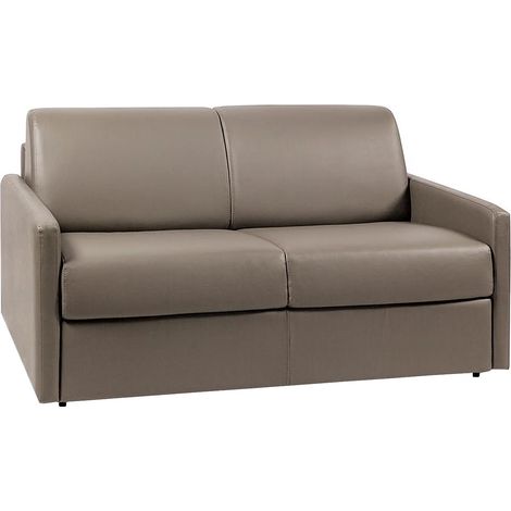 Canapé 2 places convertible express en simili taupe - Couchage 120 cm - Matelas 14 cm CALIFE (1/3)