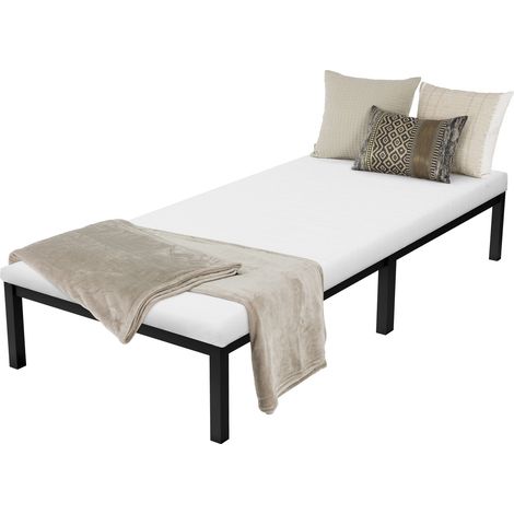 ML-Design Metallbett 90x200 cm auf Stahlrahmen mit Matratze H:10cm, Lattenrost, Schwarz, Bettgestell aus Metall, robust, Bett für Schlafzimmer der Kinder, Jugendliche, Erwachsene, Jugendbett Gästebett