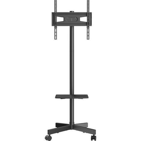 Support TV Mobile avec Roulettes pour TV 23-60 Pouces, Hauteur Réglable, Plateau pour Équipements Audio-Vidéo, Idéal Chambre et Salon (1/5)