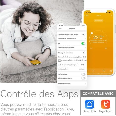 Thermostat intelligent Wi-Fi pour chauffage au sol électrique – Programmable par capteur – Compatible avec Alexa et Google Home – 16 A (1/3)