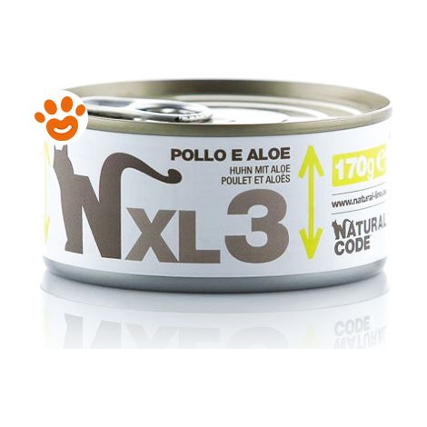 Natural Code 3 Cat Adult XL Pollo e Aloe - Natural Code 3 Cat Adult XL Pollo e Aloe - Lattina Da 170 Gr