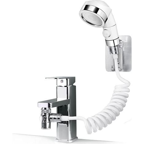 Douchette lavabo, Ensemble Pommeau Douche pour Lavabo, Ensemble de rinçage de fixation de tuyau de pulvérisateur d'évier pour cuve à linge de salle de bain Compatible avec les robinets ronds (1/5)