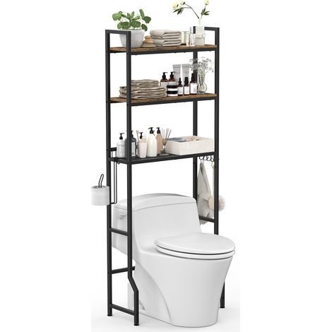 Étagère de toilette, étagère de machine à laver, superstructure de toilettes, avec panier de rangement, étagère à 3 niveaux au-dessus de la machine à laver pour salle de bain et buanderie (1/5)