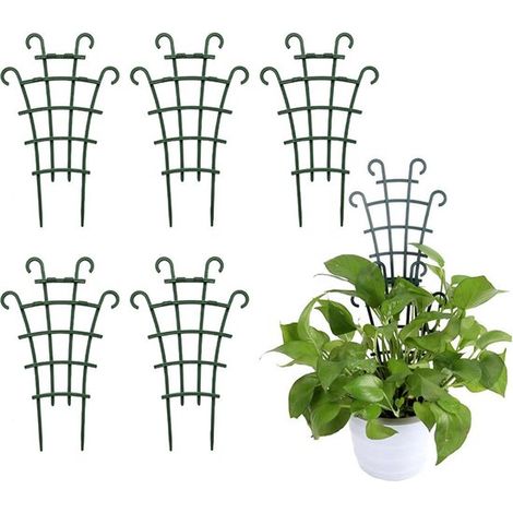 Set mit 5 kleinen Rankgittern für Topfpflanzen, für drinnen und draußen, kleine stapelbare Kletterstäbe aus Kunststoff, Mini Gartenrankgitter zum (1/4)