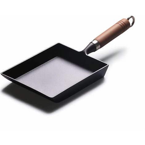 1 Poêle Tamagoyaki Fonte,Forme Carrée 23x18cm,Poignée Bois,Cuisson Omelette Japonaise (1/5)