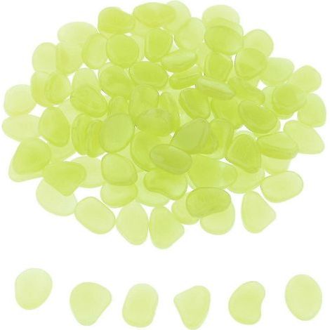 Galets de jardin phosphorescents jaune vif pour la décoration des allées et des cours. (1/5)