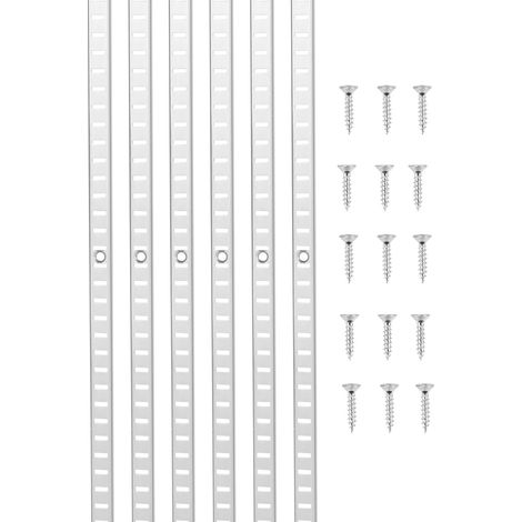 Crémaillère d'Étagère, 923 mm, Rail d'Étagères Mural à Perforation Simple, Lot de 8, Rails Réglables Robustes Acier avec Vis, Facile à Installer, pour Étagères de Rangement, Armoires, Placards (1/5)
