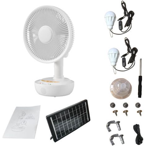 VURAHOME - Ventilateur Solaire Portable Silencieux 3 Vitesses 10000mAh Batterie Sans Fil pour Maison Bureau avec Panneau Solaire (1/5)