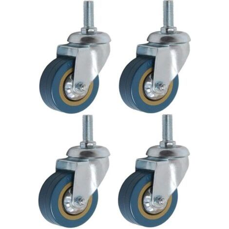 Lot de 4 360° Roulettes pour Meubles 75mm M10 Roulette Charge Lourde Pivotante..DEBUNS