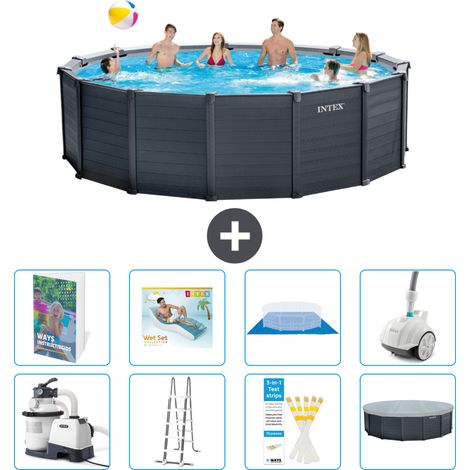 Intex Piscina Graphite Panel Rotonda - 478x124 cm - 9-pezzi  S584