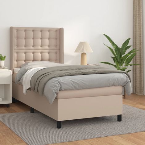 Boxspringbett mit Matratze Cappuccino-Braun 90x190cm Kunstleder (1/5)