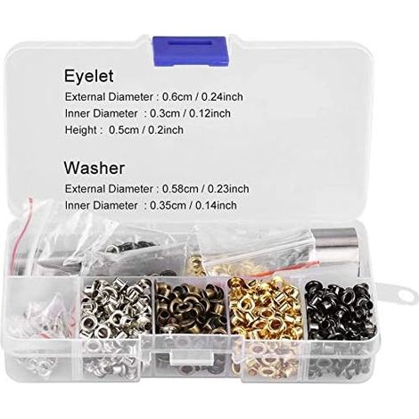 Oeillets Simples 4 Couleurs, Rivets pour Artisanat Cuir avec Outils d'installation rondelles Renfort Autocollant pour réparation Tissu et Fabrication Cuir (1/5)