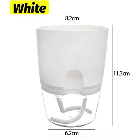(blanc, lot de 3) Pot de fleurs hydroponique Lazy, pot de fleurs à absorption d'eau automatique, double couche transparente en plastique auto-irrigué (1/4)
