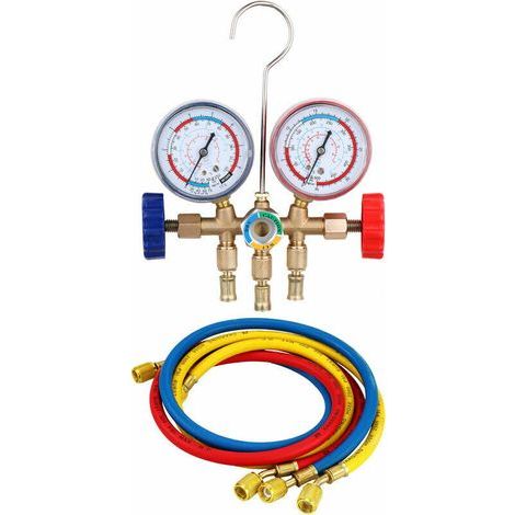Outil De Climatisation Avec Tuyau Et Crochet Pour R12 R22 R404A R134A, Jeu De Manometres De Pression Du Collecteur De Refrigerant (1/4)