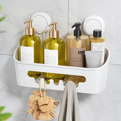 Etagere Douche Ventouse sans Perçage Panier Douche Ventouse, Blanc (1/5)