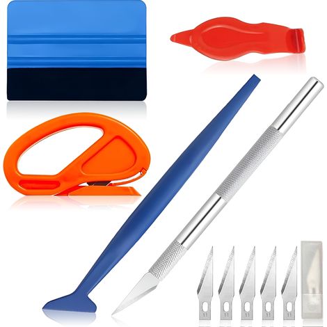 Kit Outils Pose Vinyle Automobile - Raclette Feutre - Coupeur Bord - Raclette Coin Mini - Pour Film Vitre et Revêtement Auto - 6 Pièces (1/5)