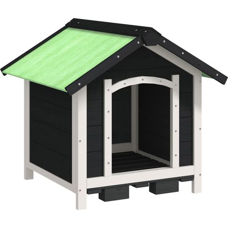 Chenil cage enclos pac animaux 65 x 65 x 61,5 cm bois de pin solide gris (1/5)