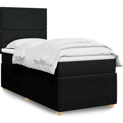 Lit simple - 80x200 cm, Sommier à lattes de lit et matelas Noir Tissu WFE661854 Maison Chic (1/5)