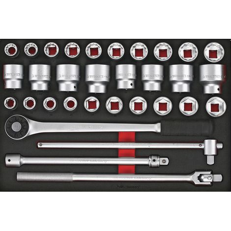Jeu de douilles et accesoires Foam4x4 tray 3/4 19-50mm 32 pièces Teng Tools TTESK32